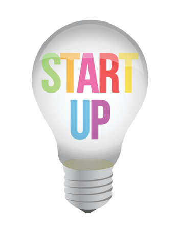 start up lightbulb illustration design over white backgroundのイラスト素材