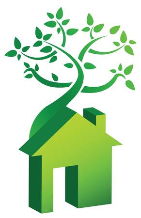 house and tree illustration over white backgroundのイラスト素材