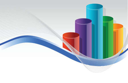 colorful business graph illustration design over whiteのイラスト素材