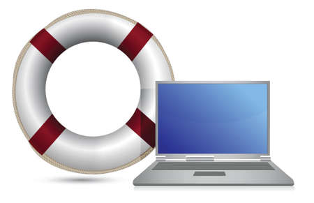 sos lifesaver laptop illustration design over whiteのイラスト素材