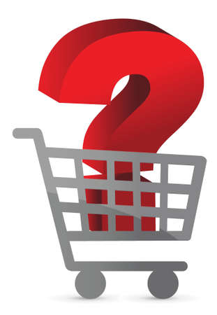 question mark inside a shopping cart illustration designのイラスト素材