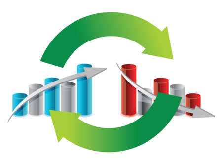 up and down graph cycle illustration design over whiteのイラスト素材
