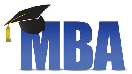 MBA graduation tassel hat over white background illustrationのイラスト素材