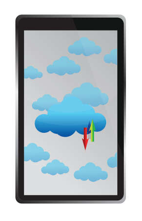 tablet cloud computing files being transfer illustration designのイラスト素材