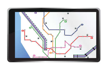 tablet with city map illustration design over whiteのイラスト素材