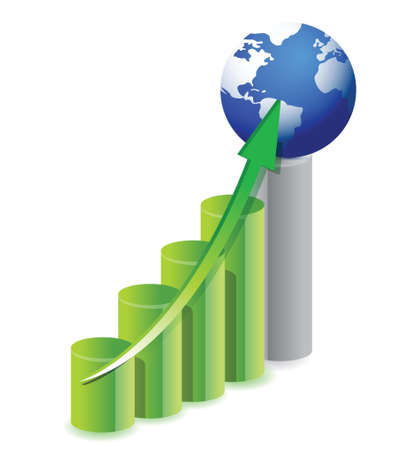 business graph with a globe in top illustration designのイラスト素材