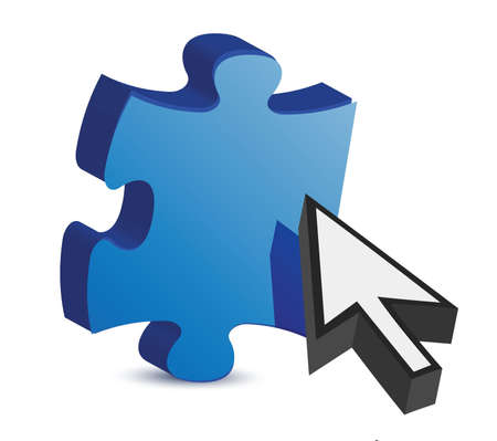 puzzle piece and a cursor illustration design over whiteのイラスト素材