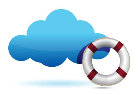 cloud computing SOS lifesaver illustration design over whiteのイラスト素材