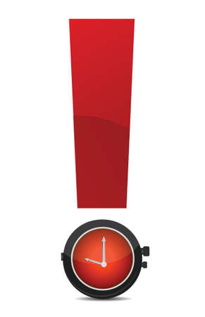 exclamation and watch illustration design over white backgroundのイラスト素材