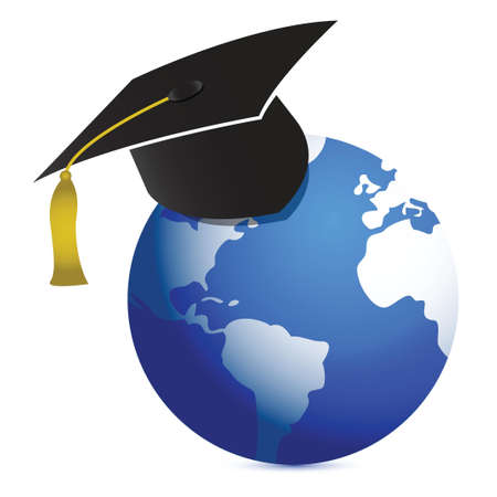 education around de globe illustration design conceptのイラスト素材