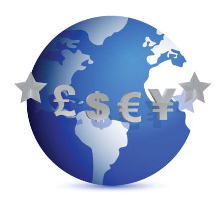 currencies of the world illustration design over whiteのイラスト素材