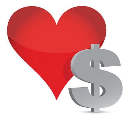money heart currency illustration design over whiteのイラスト素材