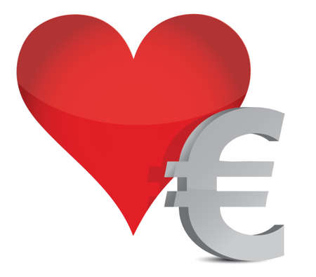euro heart illustration design over white backgroundのイラスト素材