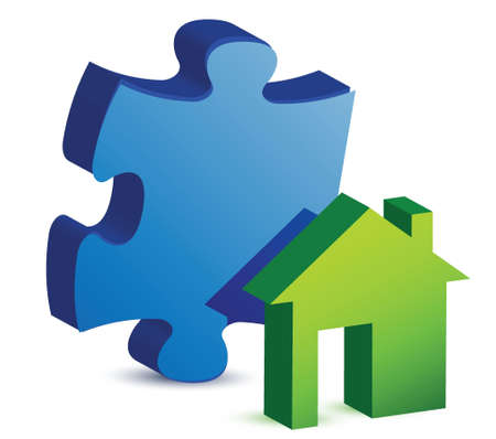 house and puzzle piece illustration design over whiteのイラスト素材