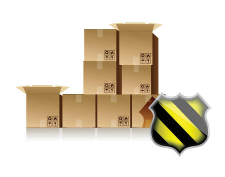 boxes and shield illustration design over white backgroundのイラスト素材