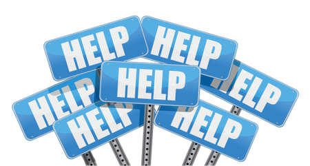 multiple help signs illustration over white backgroundのイラスト素材