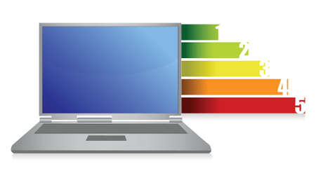 laptop and graph illustration design over white backgroundのイラスト素材
