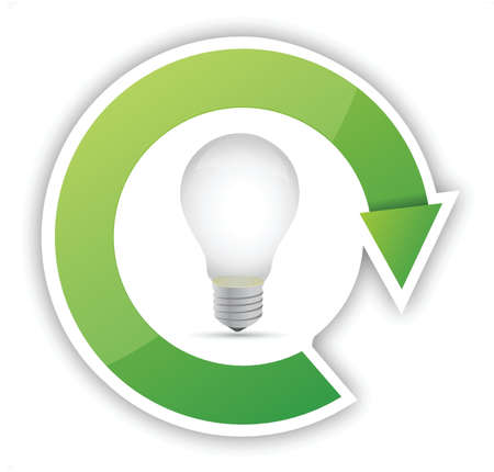 lightbulb eco cycle illustration design over white backgroundのイラスト素材