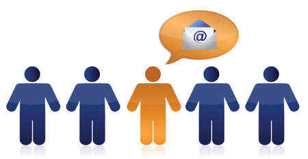 people and envelope illustration over white backgroundのイラスト素材