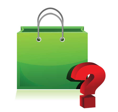 shopping bag and question mark illustration design over whiteのイラスト素材