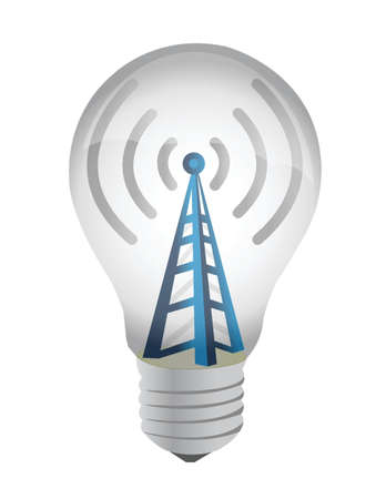 lightbulb and wifi tower illustration design over whiteのイラスト素材
