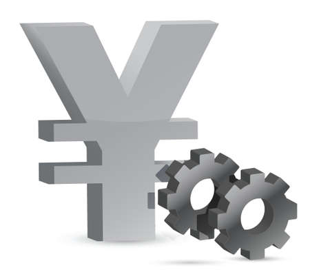 Yen gears illustration design over white backgroundのイラスト素材