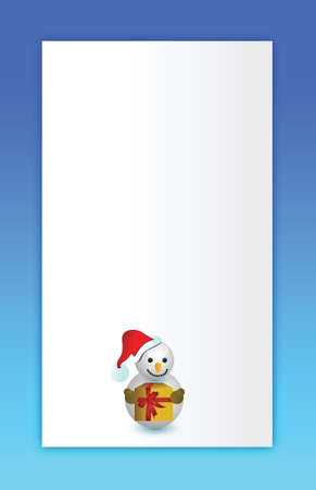 blue Merry christmas snowman card illustration designのイラスト素材