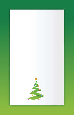 green Merry christmas tree card illustration designのイラスト素材