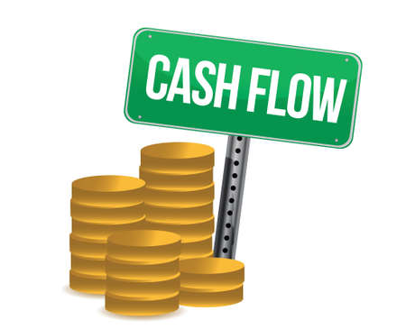 cash flow and signs over white background design over whiteのイラスト素材