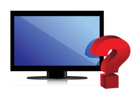 flat monitor. tv and question mark illustration designのイラスト素材