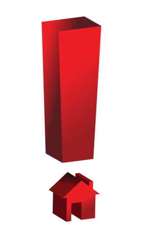 house exclamation sign illustration design over whiteのイラスト素材