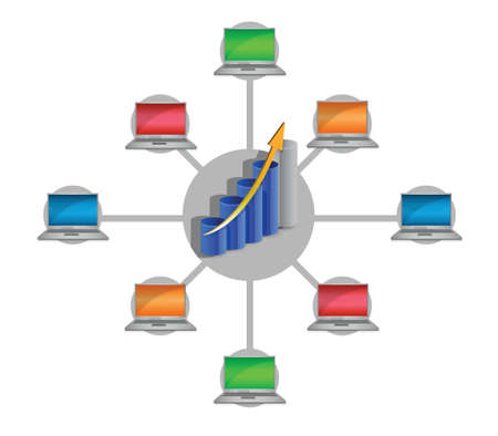 business electronic network illustration design over white backgroundのイラスト素材