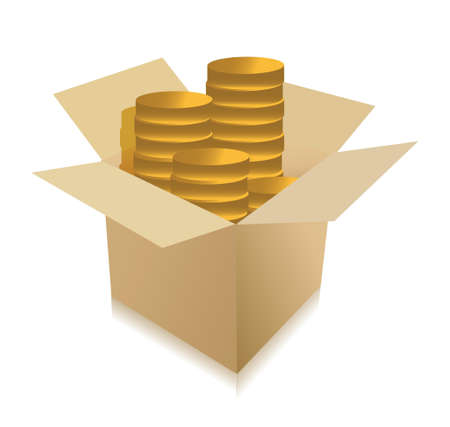 coins inside a box illustration design over whiteのイラスト素材