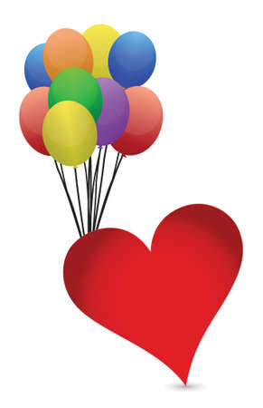 balloons and heart illustration design over white backgroundのイラスト素材