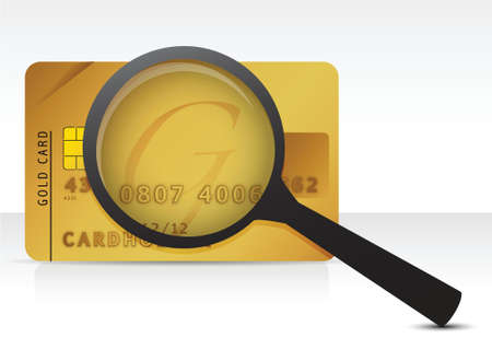 credit card magnifier illustration design over a white backgroundのイラスト素材