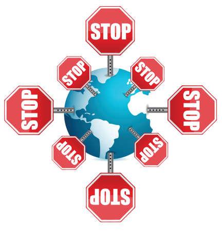 stop sign around the globe illustration designのイラスト素材