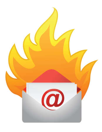 mail on fire illustration design over a white backgroundのイラスト素材