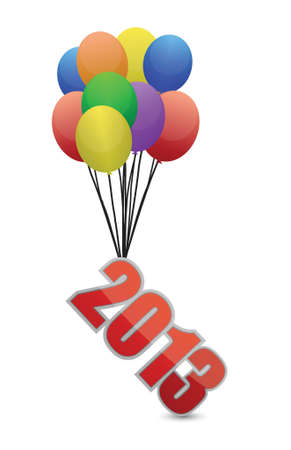 2013 flying away and balloons illustration design over whiteのイラスト素材