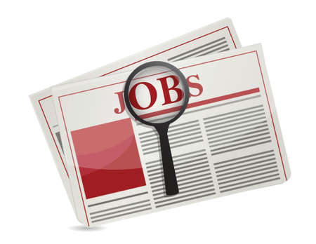 searching for jobs in the news paper illustration designのイラスト素材