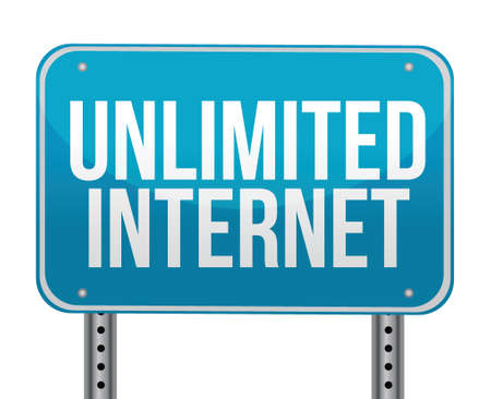 unlimited internet sign over a white background illustration design over a white backgroundのイラスト素材