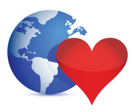 globe and heart illustration design over a white backgroundのイラスト素材