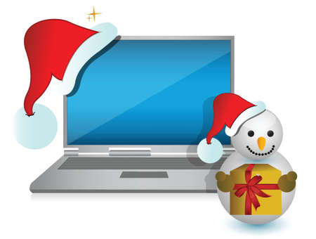 christmas technology present illustration design over whiteのイラスト素材
