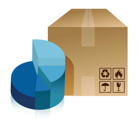 pie chart and box illustration design over a white backgroundのイラスト素材