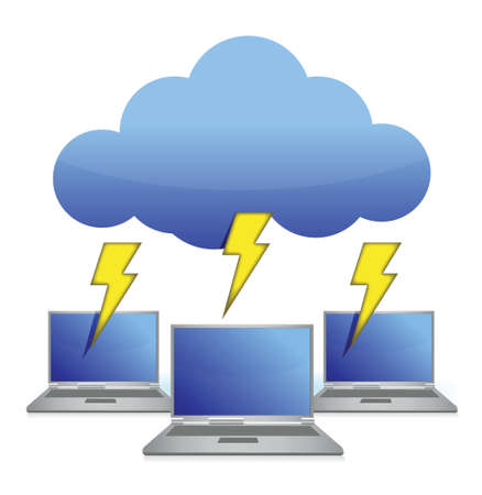 laptops and lighting illustration design over a white backgroundのイラスト素材