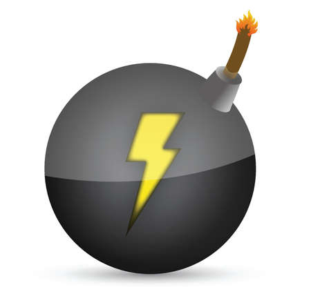 bomb with a lighting in front illustration design over whiteのイラスト素材