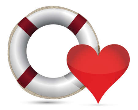 lifesaver and heart illustration design over a white backgroundのイラスト素材