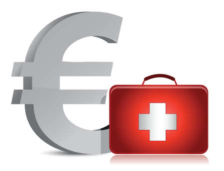 euro and medical kit illustration design over whiteのイラスト素材