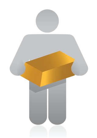 icon holding gold illustration design over whiteのイラスト素材
