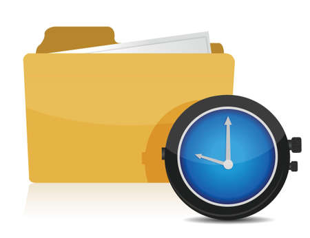 clock and folder illustration design over a white backgroundのイラスト素材