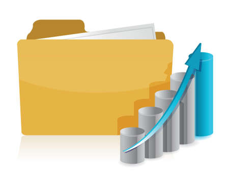 business graph paperwork folder illustration design over whiteのイラスト素材